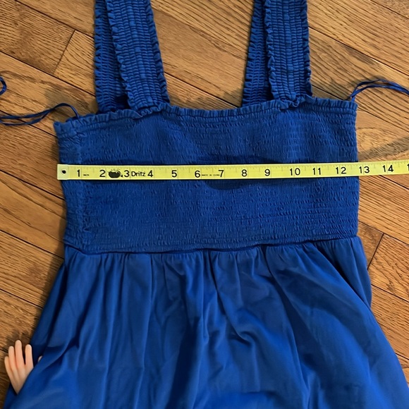 Old Navy Blue Sleeveless Smocked Sundress Medium Petite - Picture 8 of 16